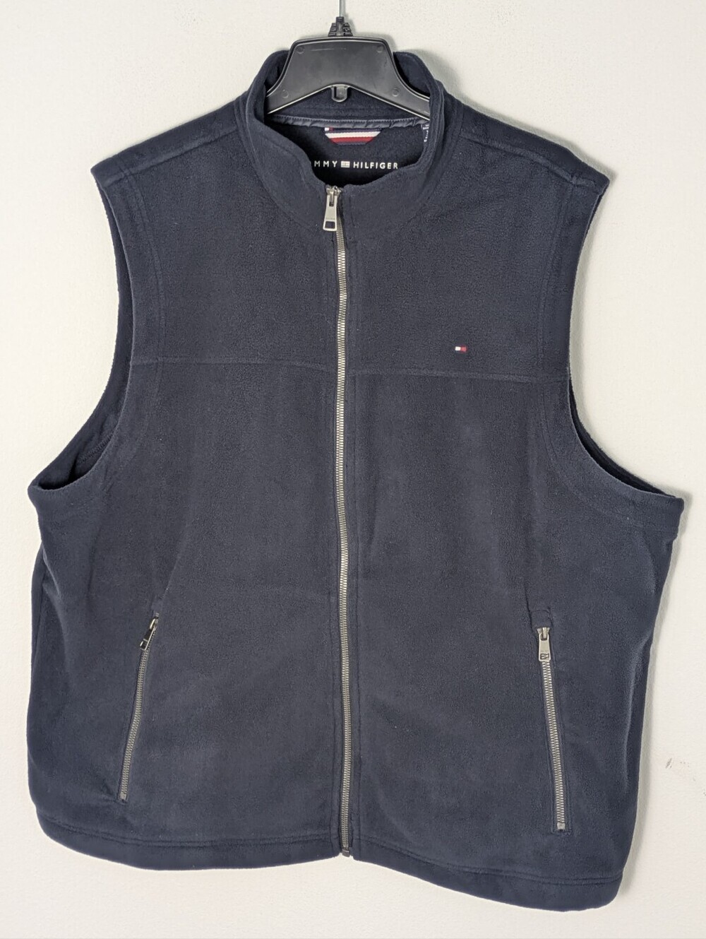 Tommy Hilfiger Men's Fleece Vest Sz XXL Blue Full Zipper Pocket Golf Preppy New
